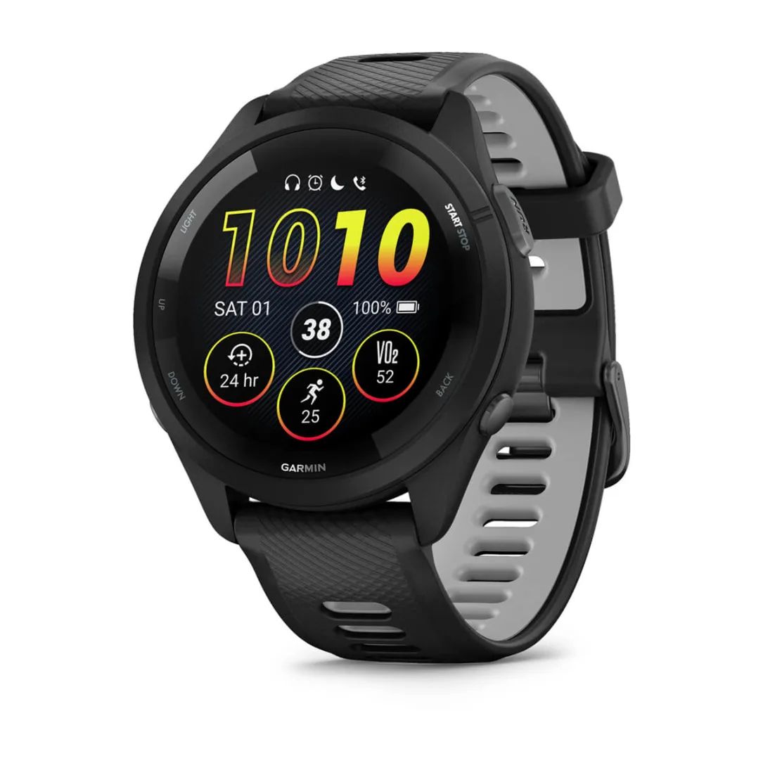 Garmin Forerunner 265 Sportsklokke | Ø46mm | AMOLED-skjerm | Polymer-ramme | Corning Gorilla Glass 3 Black, Ø46.1mm | Ø135-205mm