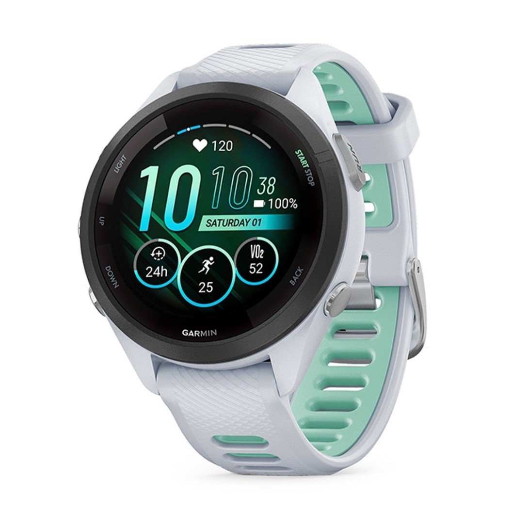 Garmin Forerunner 265S Sportsklokke | Ø42mm | AMOLED-skjerm | Polymer-ramme | Corning Gorilla Glass 3 Whitestone/Neo Tropic, Ø41.7mm | Ø115-178mm