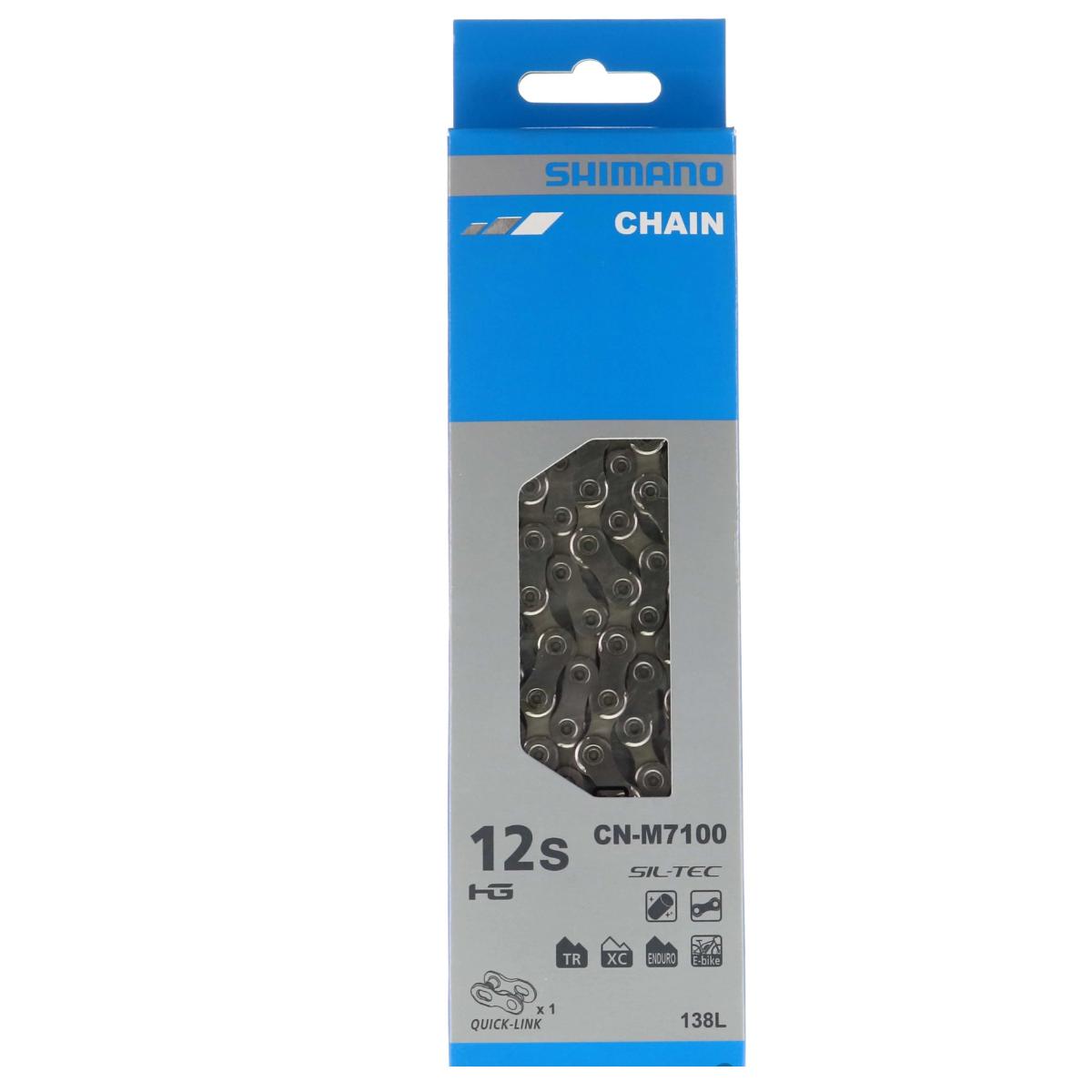 Shimano SLX M7100 Kjede | 12-delt | 138 Ledd | QUICK-LINK Grey, 12-DELT