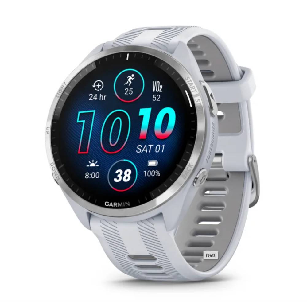 Garmin Forerunner 965 Sportsklokke | Ø47.1mm | AMOLED-skjerm | Titan-ramme | Corning Gorilla Glass DX Titanramme Med Whitestone, Ø47.1mm | Ø135-205
